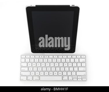 Apple iPad 3G tablet computer with a keyboard dock accessory isolated on white background Stock Photo