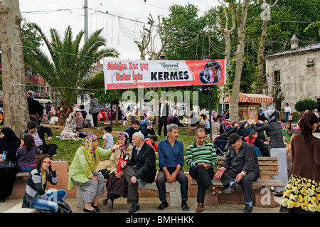 Eyup Market Square in front of Sultan Mosque Camii Istanbul Turkey Mehmet the Conqueror Stock Photo