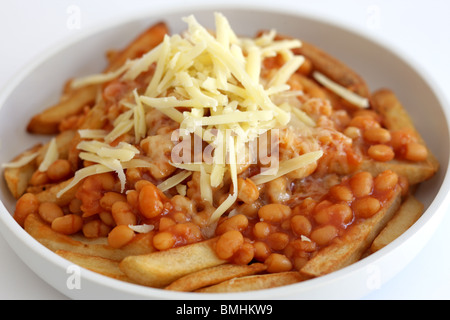 Baked Beans Cheese and Chips Stock Photo