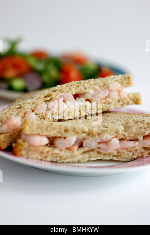 Prawn Sandwich in Oatmeal Bread Stock Photo