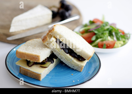 Brie and Grape Sandwich Stock Photo