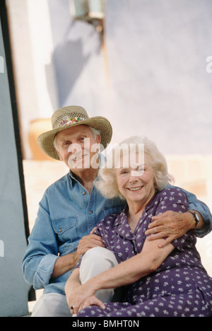 Elderly couple embracing Stock Photo