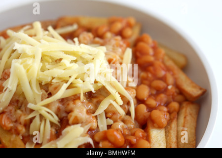 Baked Beans Cheese and Chips Stock Photo