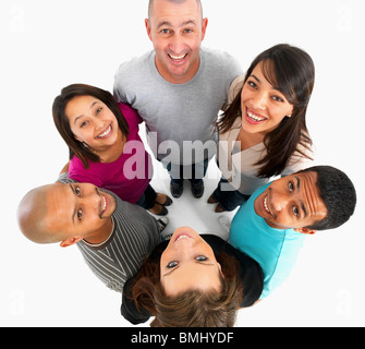 Friends standing in a circle Stock Photo