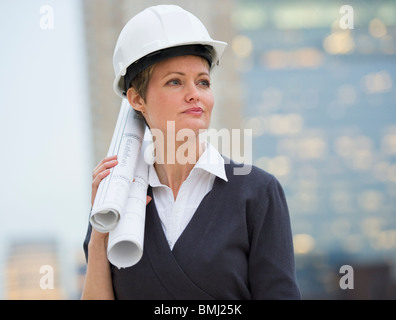 Female architect on construction site Stock Photo