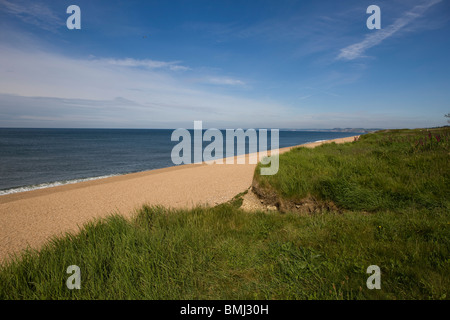 Chesil Beach in Dorset, UK - looking out to sea. Stock Photo