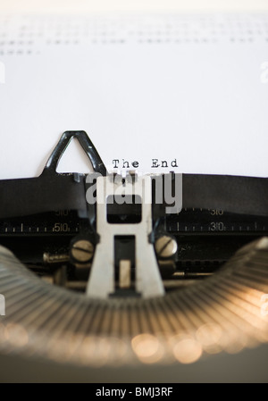 Typewriter and the end of the story Stock Photo