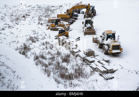 Construction site in winter Stock Photo