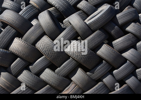 Pile of used tires Stock Photo