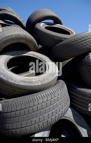 Pile of used tires Stock Photo