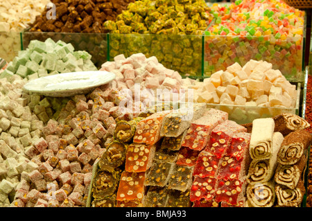 Assorted Turkish Delight on sale in a shop Stock Photo