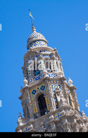 Moorish tiled dome tower above Museum of Man in Balboa Park San Diego Stock Photo