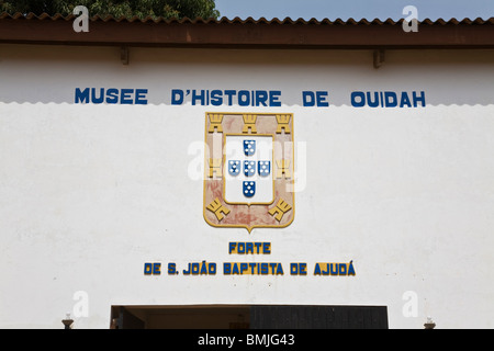 Africa, West Africa, Benin, Ouidah. Close-up of entrance to Musee D'Histoire (History Museum) Stock Photo
