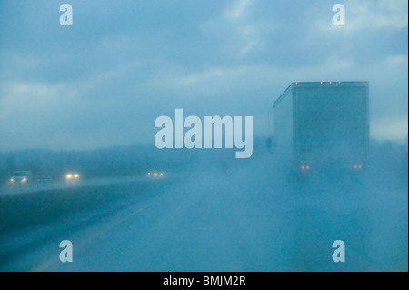 Traffic on the motorway in rain Stock Photo