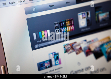 Close up of a computer monitor / screen showing the Apple Store website Stock Photo