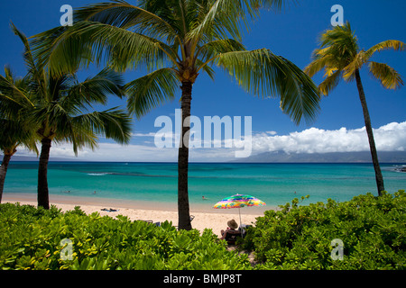A beautiful day at Napili Bay, Maui, Hawaii, USA. Stock Photo