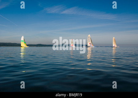 Sailboats on a calm ocean Stock Photo