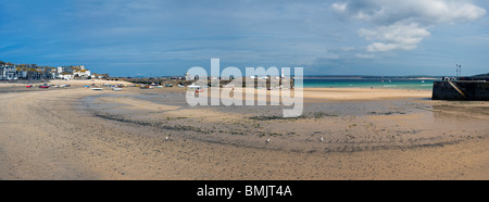 High Resolution panorama of St Ives Harbour at low tide, Cornall, England. Stock Photo