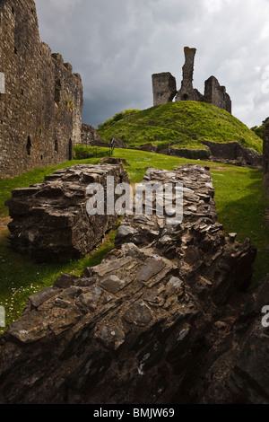 The dramatic ruins of Okehampton Castle, Dartmoor, Devon, England Stock Photo