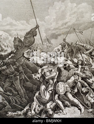 Battle of Muret (September 1213). France. Engraving.