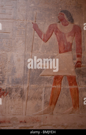 Bas-relief of Kagemni in the Tomb of Kagemni, Saqqara, Al Jizah, Egypt Stock Photo