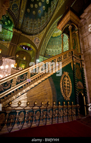 Minbar in the Prayer Hall of the Mohammed Ali Mosque in the Citadel of Cairo, Al Qahirah, Egypt Stock Photo