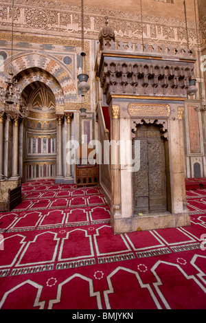 Mihrav and minbar in Sultan Hassan Mosque and Madrasa, Cairo, Al Qahirah, Egypt Stock Photo