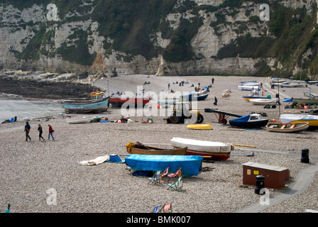 Beer Dorset UK Beach Boats Stock Photo