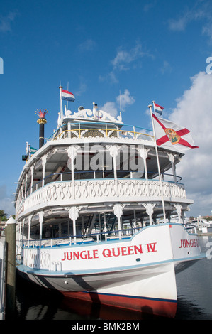 Jungle Queen restaurant boat  for dinner cruises in Fort Lauderdale, Florida, USA Stock Photo