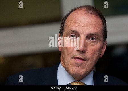 Simon Hughes at the electcounting centre awaiting the results of his bid to be re elected MP for Bermondsey and Old Southwark. Stock Photo