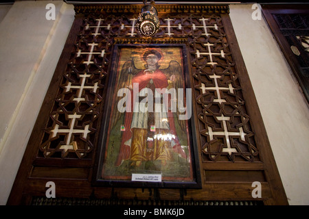 Icon of Archangel Michael from 1497 in the Church of the Virgin Mary or Hanging Church, Cairo, Al Qahirah, Egypt Stock Photo