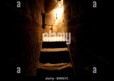 Stairs to the crypts in the Temple of Hathor, Dendera, Qina, Egypt Stock Photo