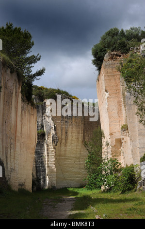 Abandoned old stone quarry, Pedrera de Santa Ponca, Alaior, Menorca, Spain Stock Photo