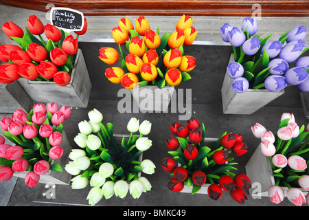 Wooden tulips on sale in Delft, Holland. Stock Photo