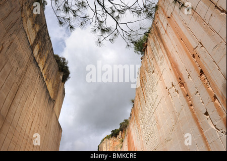 Abandoned old stone quarry, Pedrera de Santa Ponca, Alaior, Menorca, Spain Stock Photo