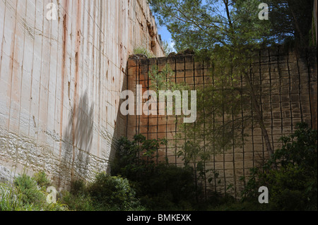 Abandoned old stone quarry, Pedrera de Santa Ponca, Alaior, Menorca, Spain Stock Photo