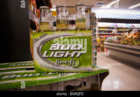 A display of flavored Bud Light Limey's beer by the brewer Anheuser-Busch in a supermarket in New York Stock Photo