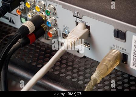 Various ports on the rear of a set top box are seen on Monday, June 7, 2010. (© Richard B. Levine) Stock Photo