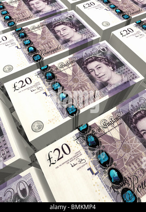 MONEY Stack of UK Sterling £20 Pound Notes. Concept. White background ...