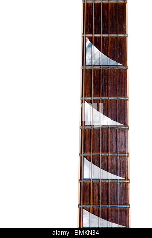 A shark tooth inlay guitar fret board. Stock Photo