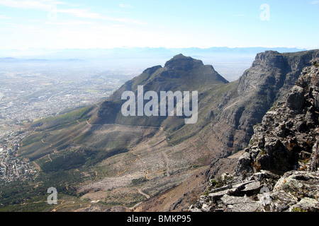 Aerial view, Devil's Peak, Table Mountain and Lion's Head, Cape Town ...