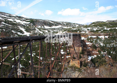 White pass and Yukon route narrow gauge railroad ; Skagway ; Alaska ; U.S.A. United States of America Stock Photo