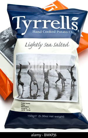 150g large bag of Tyrrells flavoured hand cooked potato chips Stock Photo