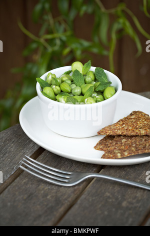 Broad bean, pea and mint salad Stock Photo