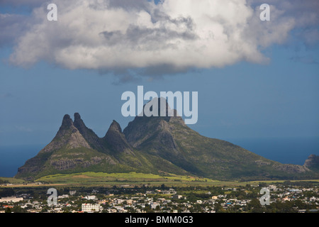 Mauritius, Central Mauritius, Curepipe, Coastal Mountains from Trou aux Cerfs crater Stock Photo