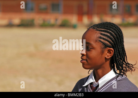 Nigeria, Jos, Profile portrait of a girl with grey shirt. Stock Photo