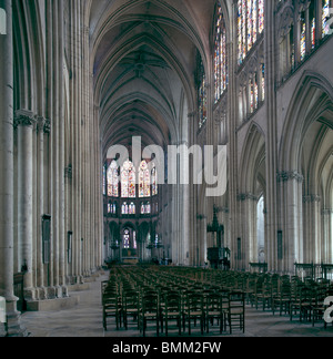 Troyes Cathedral, France. Gothic nave to east. Begun 1208, unfinished in 1429 Stock Photo