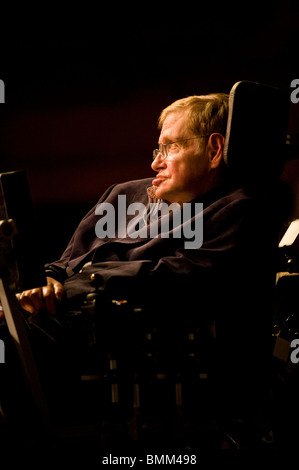 Stephen Hawking at TED conference. Stephen William Hawking PhD CH CBE FRS FRSA is a British theoretical physicist. Stock Photo