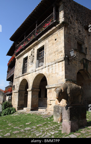 Palace on Plaza Mayor, Santillana del Mar, Cantabria, Spain Stock Photo