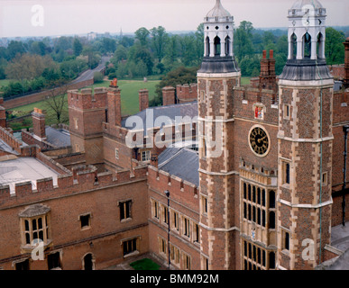 Eton College. Lupton's Tower and College buildings viewed from the chapel roof. Stock Photo